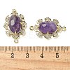 Natural Amethyst Faceted Oval Connector Charms G-G181-06G-03-3