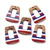 Independence Day Opaque Striped Resin & Walnut Wood Pendants RESI-U010-02O-1