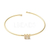 Rack Plating Brass Micro Pave Clear Cubic Zirconia Letter Open Cuff Bangles BJEW-A018-01G-W-2