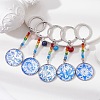 Blue and White Floral Printed Glass Keychains KEYC-JKC00554-4