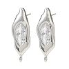 Nuggets Brass Micro Pave Clear Cubic Zirconia Stud Earring Findings KK-D386-18P-1