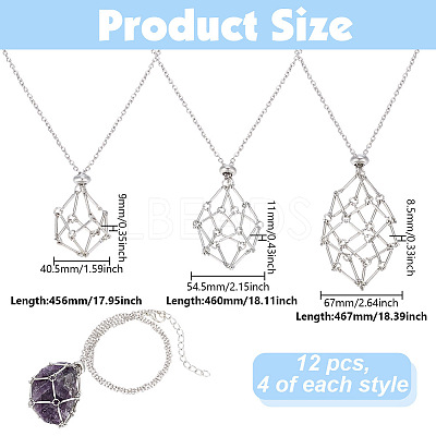 12Pcs 3 Styles Alloy Empty Macrame Pouch Pendant Iron Cable Chain Slider Necklace Making NJEW-GO0001-25-1