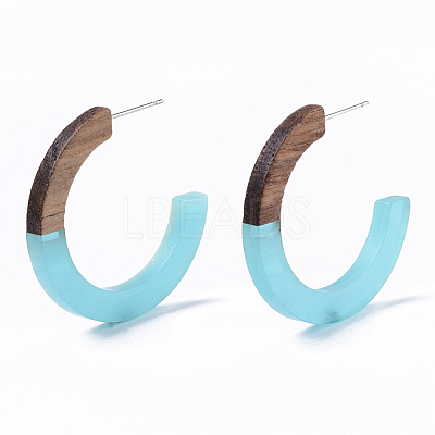 Resin & Walnut Wood Stud Earring Findings RESI-R425-01-A01-1
