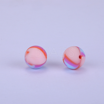Printed Round Silicone Focal Beads SI-JX0056A-74-1