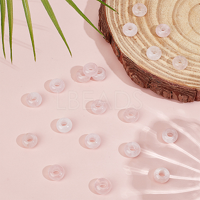20Pcs Natural Rose Quartz European Beads G-PA0002-34B-1
