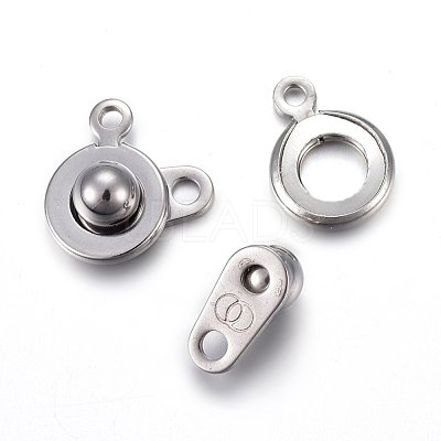 Non-Tarnish 201 Stainless Steel Snap Clasps STAS-C042-03P-1