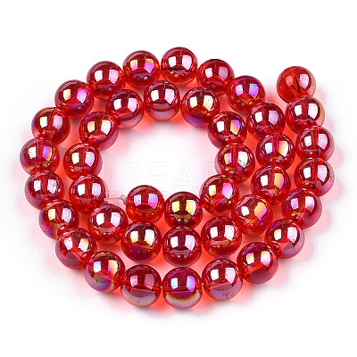 Electroplate Transparent Glass Beads Strands GLAA-T032-T10mm-AB09-1