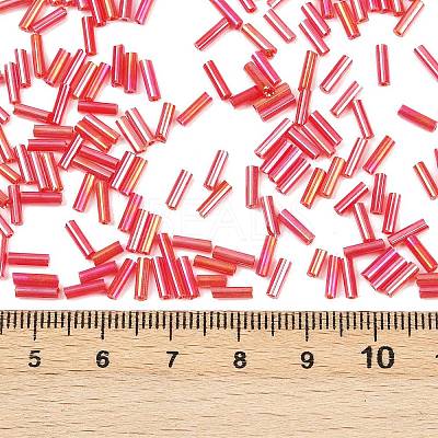 Transparent Colours Rainbow Glass Bugle Beads TSDB6MM165B-1