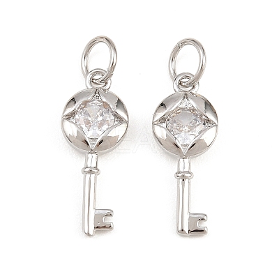 Brass Micro Pave Clear Cubic Zirconia Pendants KK-H292-12P-1