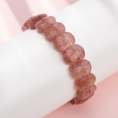 Synthetic Strawberry Quartz Beaded Stretch Bracelets for Unisex G-K303-01F-1