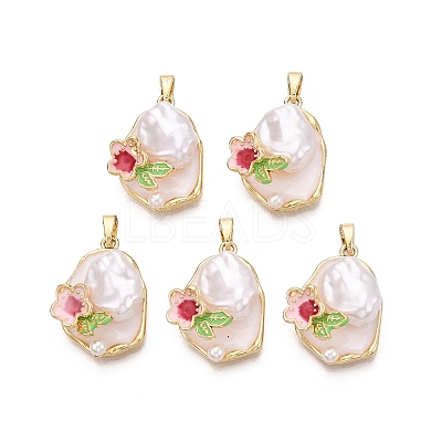 Brass Enamel Pendants KK-SZC0009-09G-01-1