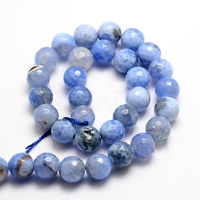 Dyed Natural Fire Crackle Agate Faceted Round Beads Strands G-E320C-12mm-03-1