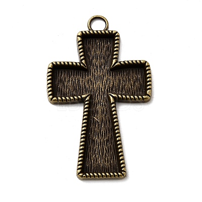Tibetan Style Pendant Cabochon Enamel Settings TIBEP-4479-AB-LF-1