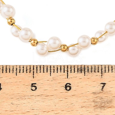 304 Stainless Steel & Plastic Pearl Round Beaded Necklaces SA-CBAAFEE-01G-1