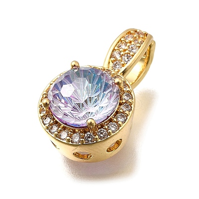 Brass Micro Pave Cubic Zirconia Pendants KK-F913-17G-02-1
