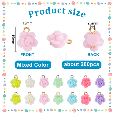 200Pcs Opaque Acrylic Pendants PALLOY-PHE00013-1