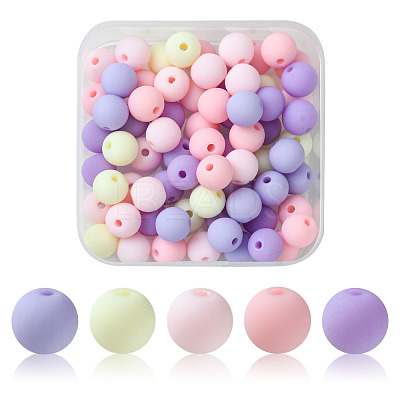 70Pcs Rubberized Style Acrylic Beads MACR-FS0001-71C-1