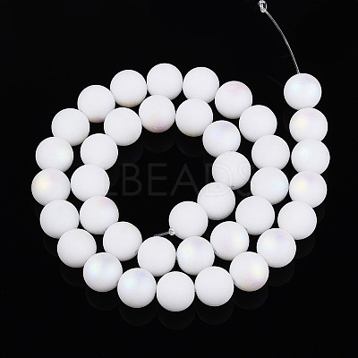 Frosted Opaque Glass Beads Strands GLAA-T032-P10mm-MBB02-1