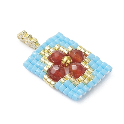 Beaded Rectangle Charms PALLOY-MZ01149-01-1