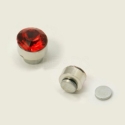 Stainless Steel Magnetic Ear Studs with Rhinestone EJEW-I054C-02-1