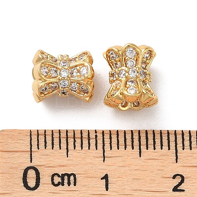 Brass Micro Pave Cubic Zirconia Beads KK-P239-34G-1