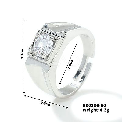 Fashionable Unisex Brass Micro Pave Clear Cubic Zirconia Solitaire Ring VA2990-14-1