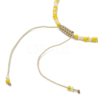 Natural Mixed Gemstone & Seed Braided Bead Bracelet BJEW-JB09613-1