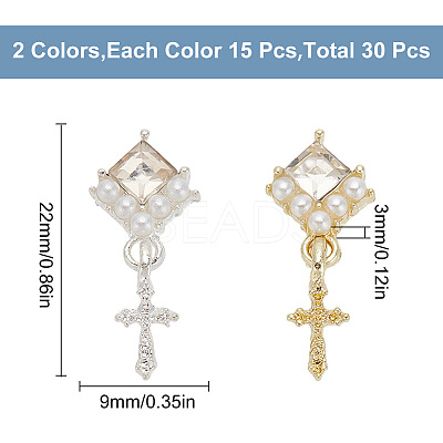 30Pcs 2 Colors Alloy Cabochons MRMJ-GO0002-07-1