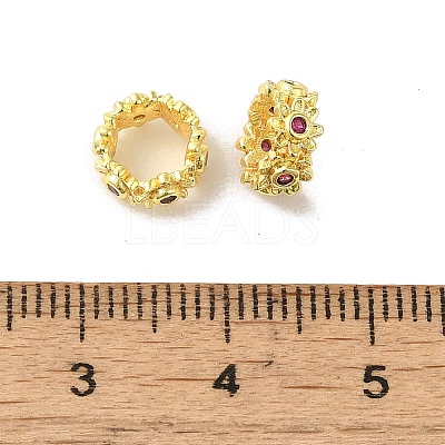 Golden Brass with Cubic Zirconia European Beads KK-B088-01B-02G-1