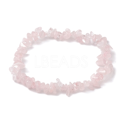 Natural Rose Quartz Chips Beaded Stretch Bracelets for Women BJEW-JB10046-01-1