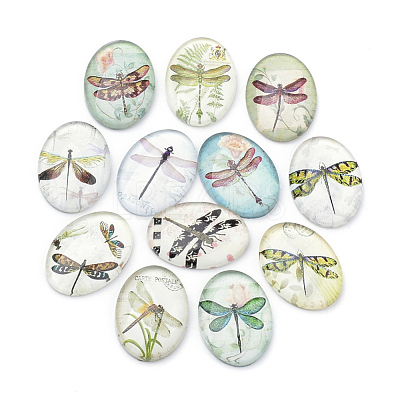 Flatback Glass Cabochons X-GGLA-S034-25x18-007-1