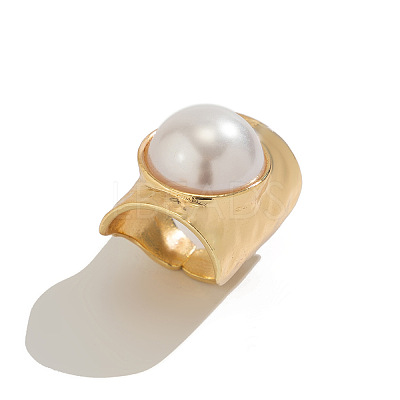 Alloy with Plastic Pearl Finger Rings FS-WGC5205-01-1