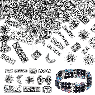 110Pcs 11 Styles Tibetan Style Alloy Multi-Strand Links TIBE-PH0002-59-1