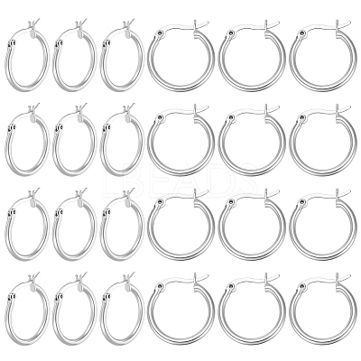 12 Pairs Brass Hoop Earrings for Women EJEW-PH0001-42-1