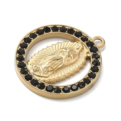 304 Stainless Steel & Rhinestone Pendants STAS-G371-09I-02G-1