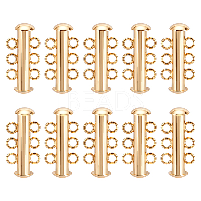10Pcs Tube Brass Slide Lock Clasps KK-GA0002-44-1