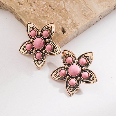 Alloy & Synthetic Turquoise Stud Earrings WGDB792-03-1