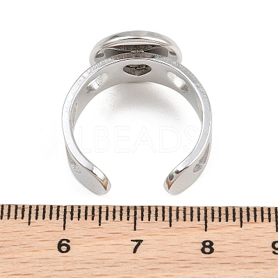 Hollow Heart 304 Stainless Steel Cuff Ring Components SA-CBA82C8-02C-P-1