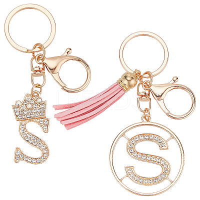 2Pcs 2 Style Flash Rhinestone Letter.S Pendant Keychain KEYC-DC0001-04-1