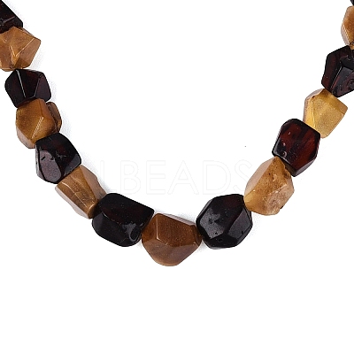 Natural Amber Nuggets Graduated Beaded Necklaces with Brass Clasps NJEW-N064-05-1