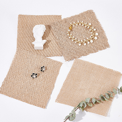 12Pcs 4 Style Square Jute Braided Mats AJEW-DR0001-12-1