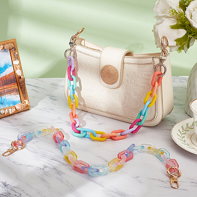 2Pcs 2 Style Spray Painted Rainbow Color Acrylic Chain Bag Handles AJEW-WR0001-68-1