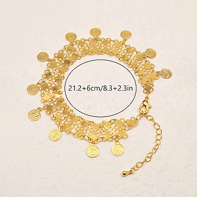 Fashion Brass Multi-layer Coin Tassel Anklets for Women FV4872-1