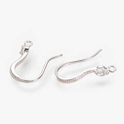 Brass Cubic Zirconia Earring Hooks KK-S336-43P-1