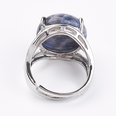 Adjustable Natural Sodalite Finger Rings RJEW-F075-01D-1