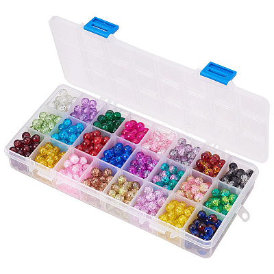 Spray Painted Crackle Glass Beads CCG-PH0002-01-8mm-1