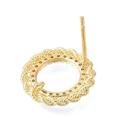 Brass Micro Pave Cubic Zirconia Stud Earring Findings with Loops CU-CBA1682-04G-1