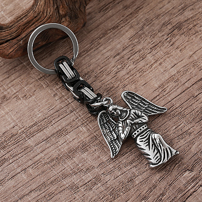 Vintage 304 Stainless Steel Angel Maria Keychains MY5098-1