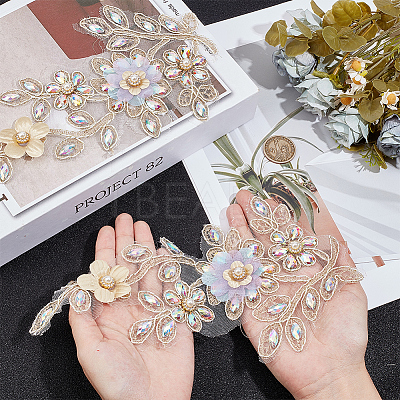 Polyester Rhinestone Embroidery Sew on Appliques DIY-WH20010-40-1-1