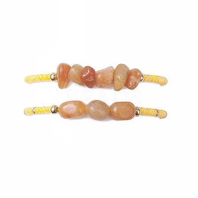 2Pcs Natural Mixed Gemstone & Glass Seed Beads Braided Bead Bracelets for Women BJEW-MZ00247-1